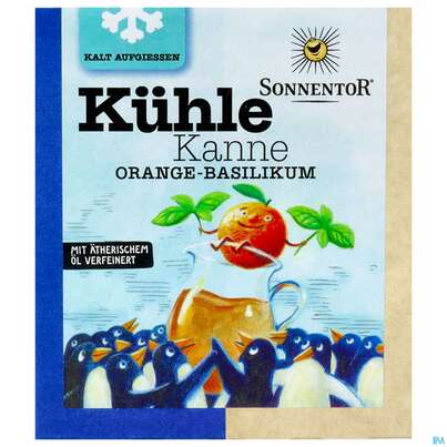 Sie sehen eine Packung Sonnentor Tee/bio Kuehle Kanne Orange-basilikum 08005 16st, Produktbild: 01 Sonnentor Tee/bio Kuehle Kanne Orange-basilikum 08005 16st, A-Nr.: 5098400 - 01