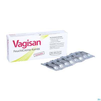 Sie sehen eine Packung Vagisan Kombi Feuchtcreme 10g +zaepfchen 8stk 1pk, Produktbild: 05 Vagisan Kombi Feuchtcreme 10g +zaepfchen 8stk 1pk, A-Nr.: 4089451 - 05