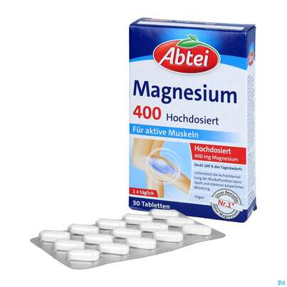 Sie sehen eine Packung Magnesium Tabl 400 Abtei Titandioxidfrei 50000 30st, Produktbild: 03 Magnesium Tabl 400 Abtei Titandioxidfrei 50000 30st, A-Nr.: 5720319 - 03