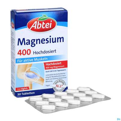 Sie sehen eine Packung Magnesium Tabl 400 Abtei Titandioxidfrei 50000 30st, Produktbild: 03 Magnesium Tabl 400 Abtei Titandioxidfrei 50000 30st, A-Nr.: 5720319 - 03