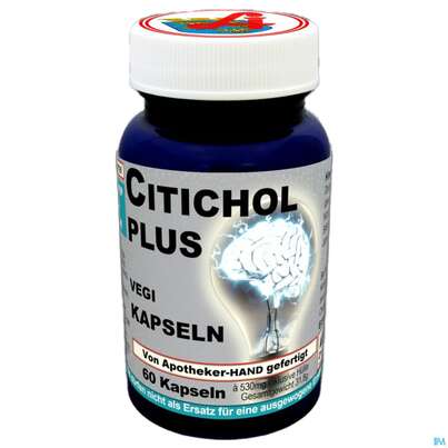 Sie sehen eine Packung Citicholine Plus Vegi Kapseln 250mg Fischoel Enkeimextrakt Ashwaganda Brahmi 60st, Produktbild: 02 Citicholine Plus Vegi Kapseln 250mg Fischoel Enkeimextrakt Ashwaganda Brahmi 60st, A-Nr.: 5405138 - 02