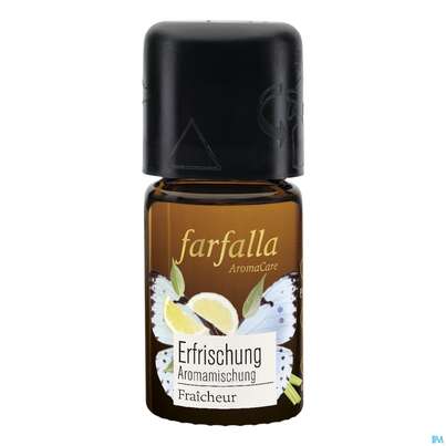 Sie sehen eine Packung Farfalla Aromamischung Erfrischung Zitrone 5ml, Produktbild: 01 Farfalla Aromamischung Erfrischung Zitrone 5ml, A-Nr.: 4907754 - 01