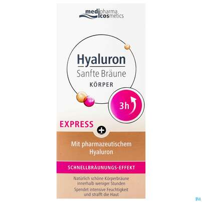 Sie sehen eine Packung Hyaluron Sanfte Braeune Express Koerper 150ml, Produktbild: 01 Hyaluron Sanfte Braeune Express Koerper 150ml, A-Nr.: 5588475 - 01