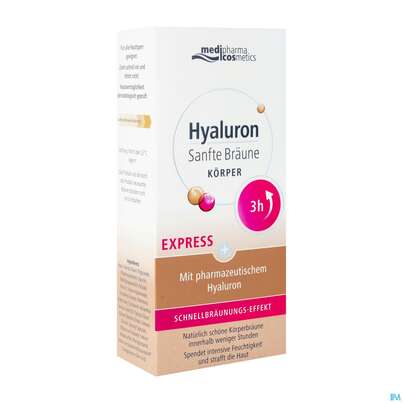 Sie sehen eine Packung Hyaluron Sanfte Braeune Express Koerper 150ml, Produktbild: 02 Hyaluron Sanfte Braeune Express Koerper 150ml, A-Nr.: 5588475 - 02