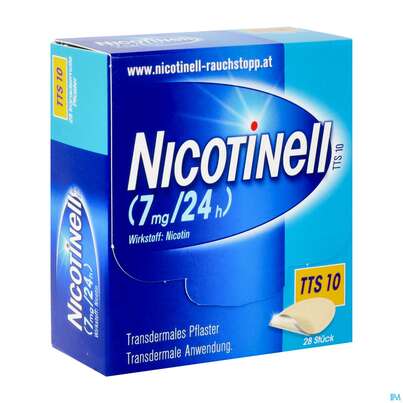 Sie sehen eine Packung Nicotinell Transdermale Pflaster Tts 10 ( 7mg/24h) 28st, Produktbild: 02 Nicotinell Transdermale Pflaster Tts 10 ( 7mg/24h) 28st, A-Nr.: 1254518 - 02