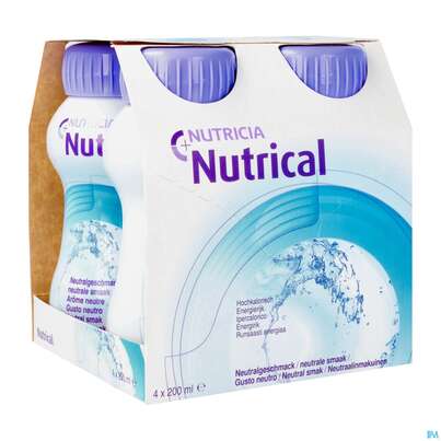 Sie sehen eine Packung Nutrical 200ml Neutral Vitalflasche 4st, Produktbild: 02 Nutrical 200ml Neutral Vitalflasche 4st, A-Nr.: 4119554 - 02