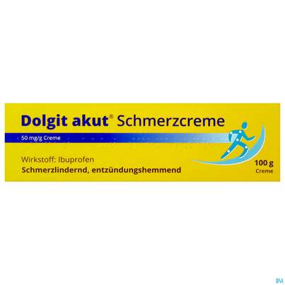 Sie sehen eine Packung Dolgit Akut Schmerzcreme 50mg/g 100g, Produktbild: 01 Dolgit Akut Schmerzcreme 50mg/g 100g, A-Nr.: 5532492 - 01
