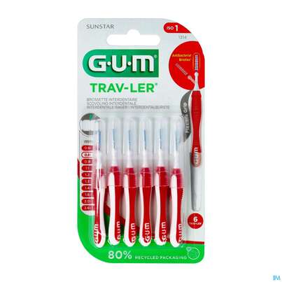Gum Interdentalbuersten Travler/kerze/rot Draht 0,46mm Zwi 0,8mm1314g 6st, A-Nr.: 4123231 - 02