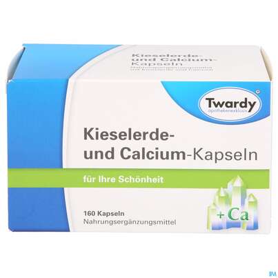 Sie sehen eine Packung Kieselerde +calcium Kapseln-twardy 160st, Produktbild: 01 Kieselerde +calcium Kapseln-twardy 160st, A-Nr.: 1489925 - 01