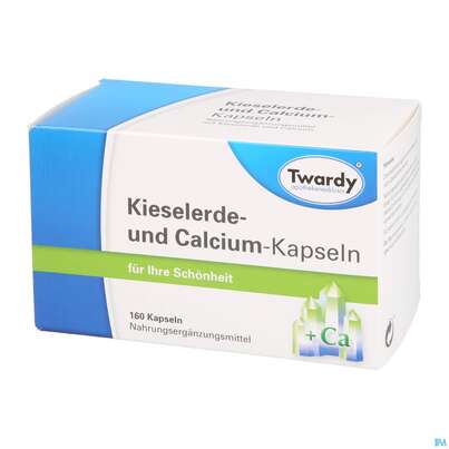 Sie sehen eine Packung Kieselerde +calcium Kapseln-twardy 160st, Produktbild: 02 Kieselerde +calcium Kapseln-twardy 160st, A-Nr.: 1489925 - 02
