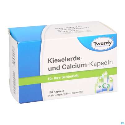 Sie sehen eine Packung Kieselerde +calcium Kapseln-twardy 160st, Produktbild: 03 Kieselerde +calcium Kapseln-twardy 160st, A-Nr.: 1489925 - 03