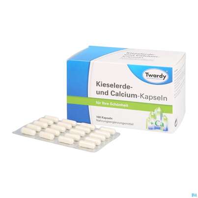 Sie sehen eine Packung Kieselerde +calcium Kapseln-twardy 160st, Produktbild: 04 Kieselerde +calcium Kapseln-twardy 160st, A-Nr.: 1489925 - 04