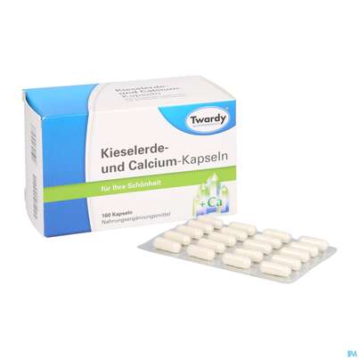 Sie sehen eine Packung Kieselerde +calcium Kapseln-twardy 160st, Produktbild: 05 Kieselerde +calcium Kapseln-twardy 160st, A-Nr.: 1489925 - 05