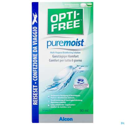 Sie sehen eine Packung Kontaktlinsen-pflegemittel Optifree/pure Moist 90ml 1fl, Produktbild: 01 Kontaktlinsen-pflegemittel Optifree/pure Moist 90ml 1fl, A-Nr.: 4517591 - 01