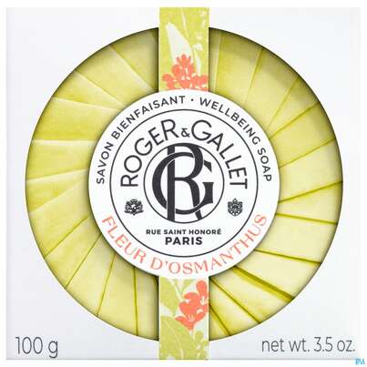 Sie sehen eine Packung Seifen Roger & Gallet Wellbeing Soap Fleur Dosmanthus 100g, Produktbild: 02 Seifen Roger & Gallet Wellbeing Soap Fleur Dosmanthus 100g, A-Nr.: 5733374 - 02