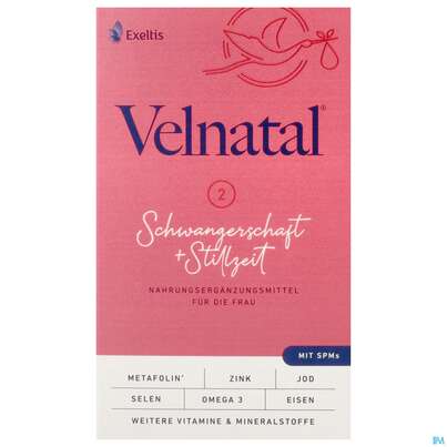 Sie sehen eine Packung Velnatal Kapseln Schwangerschaft +stillzeit 90st, Produktbild: 01 Velnatal Kapseln Schwangerschaft +stillzeit 90st, A-Nr.: 5754465 - 01