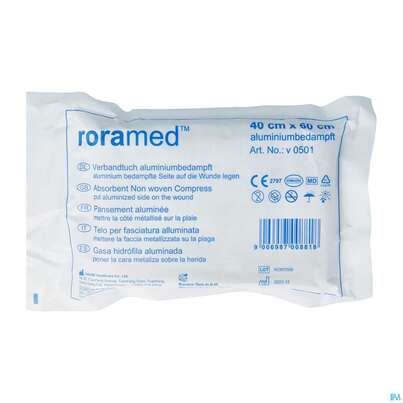 Sie sehen eine Packung Verbandtuecher Metallisiert Steril 40x 60cm -roramed V 050 1st, Produktbild: 02 Verbandtuecher Metallisiert Steril 40x 60cm -roramed V 050 1st, A-Nr.: 4405981 - 02