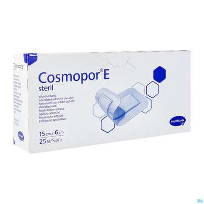 Sie sehen eine Packung Wundverband Cosmopor/e Steril Selbstklebend 6x 15cm 25st, Produktbild: 02 Wundverband Cosmopor/e Steril Selbstklebend 6x 15cm 25st, A-Nr.: 2773746 - 02