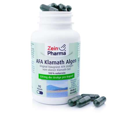Sie sehen eine Packung Zeinpharma AFA Algen Kapseln, Produktbild: 01 Zeinpharma AFA Algen Kapseln, A-Nr.: 4159849 - 01