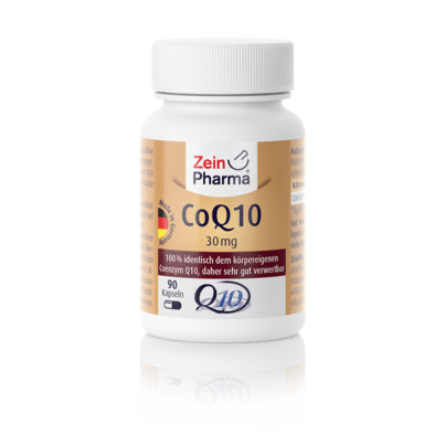 Sie sehen eine Packung Zeinpharma Coenzym Q10 30 mg Kapseln, Produktbild: 01 Zeinpharma Coenzym Q10 30 mg Kapseln, A-Nr.: 4190428 - 01