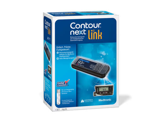 Sie sehen eine Packung CONTOUR Next Link Blutzuckermessgerät, Produktbild: 01 CONTOUR Next Link Blutzuckermessgerät, A-Nr.: 4171856 - 01