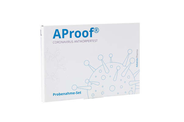 Sie sehen eine Packung Antikörpertest AProof® Coronavirus SARS-COV-2, Produktbild: 01 Antikörpertest AProof® Coronavirus SARS-COV-2, A-Nr.: 5391933 - 01