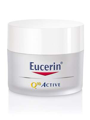 Sie sehen eine Packung Eucerin Q10 ACTIVE Tagespflege für trockene Haut, Produktbild: 01 Eucerin Q10 ACTIVE Tagespflege für trockene Haut, A-Nr.: 2246811 - 01