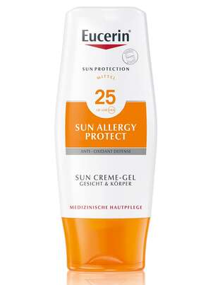 Sie sehen eine Packung Eucerin SONNEN ALLERGIE Schutz Sun Creme-Gel LSF 25, Produktbild: 01 Eucerin SONNEN ALLERGIE Schutz Sun Creme-Gel LSF 25, A-Nr.: 3274577 - 01