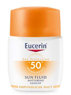 Sie sehen eine Packung Eucerin SUN FLUID LSF 50+ für normale bis Mischhaut, Produktbild: 01 Eucerin SUN FLUID LSF 50+ für normale bis Mischhaut, A-Nr.: 3270007 - 01