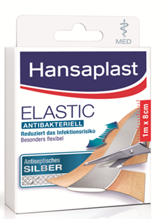Sie sehen eine Packung Hansaplast Elastic MED antibakteriell 1m x 8cm, Produktbild: 01 Hansaplast Elastic MED antibakteriell 1m x 8cm, A-Nr.: 2843027 - 01