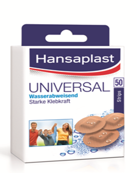 Sie sehen eine Packung Hansaplast Universal Rundpflaster wasserabweisend, Produktbild: 01 Hansaplast Universal Rundpflaster wasserabweisend, A-Nr.: 4174168 - 01