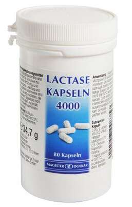 Sie sehen eine Packung Lactase 4000 IE Enzyme, Produktbild: 01 Lactase 4000 IE Enzyme, A-Nr.: 3246150 - 01