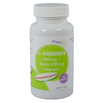 Sie sehen eine Packung L-Arginin 500 mg + Amla 200 mg Kapseln, Produktbild: 02 L-Arginin 500 mg + Amla 200 mg Kapseln, A-Nr.: 4547675 - 02