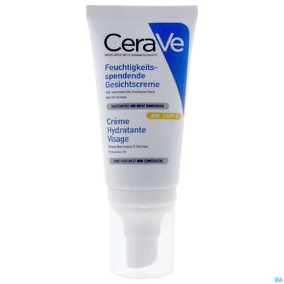 Sie sehen eine Packung Cerave Feuchtigkeitsspendende Gesichtscreme Mit Uv-schutz 52ml, Produktbild: 01 Cerave Feuchtigkeitsspendende Gesichtscreme Mit Uv-schutz 52ml, A-Nr.: 4801872 - 01