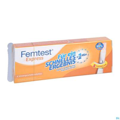 Sie sehen eine Packung Schwangerschaftstest Femtest Schnelltest 50000 1st, Produktbild: 03 Schwangerschaftstest Femtest Schnelltest 50000 1st, A-Nr.: 4286022 - 03