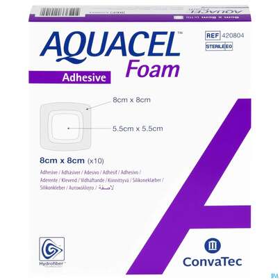 Sie sehen eine Packung Convatec Aquacel Foam 5.5x5.5 Cm (2.2" X 2.2") / 8x8 Cm (3.2" X 3.2"), Produktbild: 01 Convatec Aquacel Foam 5.5x5.5 Cm (2.2" X 2.2") / 8x8 Cm (3.2" X 3.2"), A-Nr.: 4153947 - 01