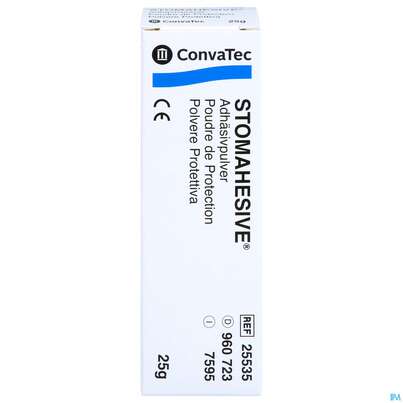 Sie sehen eine Packung Convatec Stomahesive Adhäsivpulver 25g, Produktbild: 01 Convatec Stomahesive Adhäsivpulver 25g, A-Nr.: 0582137 - 01