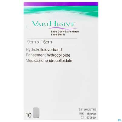 Sie sehen eine Packung Convatec Varihesive Extra Dünn 9x15 Cm, Produktbild: 01 Convatec Varihesive Extra Dünn 9x15 Cm, A-Nr.: 2814066 - 01