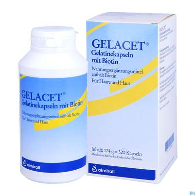 Sie sehen eine Packung Gelatine Kapseln Gelacet +biotin 320st, Produktbild: 05 Gelatine Kapseln Gelacet +biotin 320st, A-Nr.: 2810329 - 05