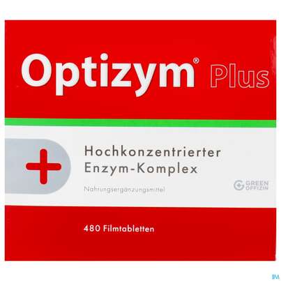 Sie sehen eine Packung Optizym Filmtabl Hochkonzentrierter Enzym Komplex 480st, Produktbild: 01 Optizym Filmtabl Hochkonzentrierter Enzym Komplex 480st, A-Nr.: 4828167 - 01