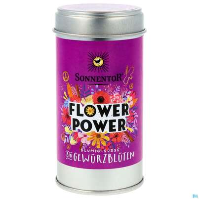 Sie sehen eine Packung Sonnentor Gewuerzbluetenzubereitung Bio Flower Power Streudose 07376 40g, Produktbild: 01 Sonnentor Gewuerzbluetenzubereitung Bio Flower Power Streudose 07376 40g, A-Nr.: 3391047 - 01