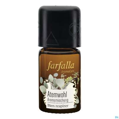 Sie sehen eine Packung Farfalla Aromamischung Sandelholz Atemwohl 5ml, Produktbild: 01 Farfalla Aromamischung Sandelholz Atemwohl 5ml, A-Nr.: 4907524 - 01