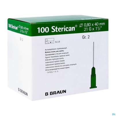 Sie sehen eine Packung Injektionsspritzen U.zubeh. Einmalkanuelen Sterican/standard Gr2 G21x1 1/2 0,8x40mm 46575 100st, Produktbild: 03 Injektionsspritzen U.zubeh. Einmalkanuelen Sterican/standard Gr2 G21x1 1/2 0,8x40mm 46575 100st, A-Nr.: 2692479 - 03