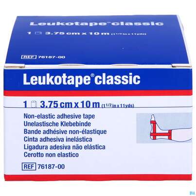 Sie sehen eine Packung Tape Leukotape Classic 10mx 3,75cm Rot 1st, Produktbild: 01 Tape Leukotape Classic 10mx 3,75cm Rot 1st, A-Nr.: 1561338 - 01