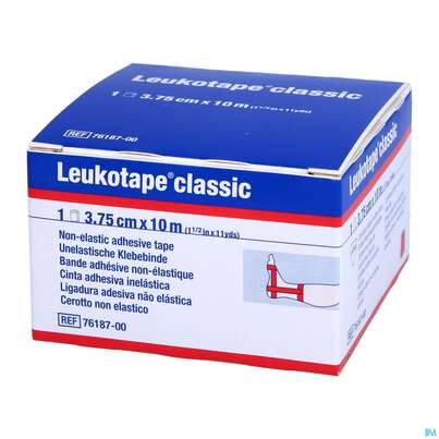Sie sehen eine Packung Tape Leukotape Classic 10mx 3,75cm Rot 1st, Produktbild: 02 Tape Leukotape Classic 10mx 3,75cm Rot 1st, A-Nr.: 1561338 - 02