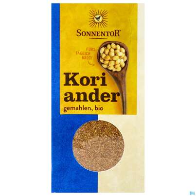 Sie sehen eine Packung Sonnentor Bio Koriander Gemahlen 00364 40g, Produktbild: 01 Sonnentor Bio Koriander Gemahlen 00364 40g, A-Nr.: 3740157 - 01