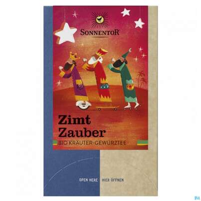 Sie sehen eine Packung Sonnentor Tee/bio Zimt Zauber Doppelkammerbtl 02597 18st, Produktbild: 02 Sonnentor Tee/bio Zimt Zauber Doppelkammerbtl 02597 18st, A-Nr.: 5056181 - 02