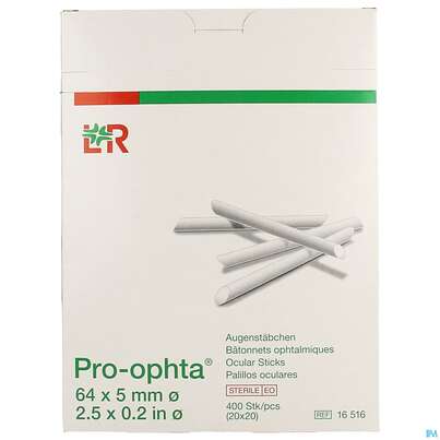 Sie sehen eine Packung Augenstaebchen Pro-ophta 5x 66mm Steril 400st, Produktbild: 02 Augenstaebchen Pro-ophta 5x 66mm Steril 400st, A-Nr.: 1519276 - 02
