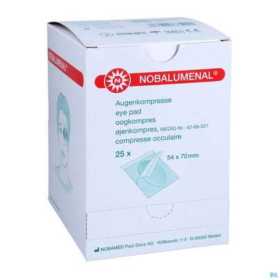 Sie sehen eine Packung Augenkompressen Nobalumenal Steril 54mmx 70mm 25st, Produktbild: 03 Augenkompressen Nobalumenal Steril 54mmx 70mm 25st, A-Nr.: 4949971 - 03