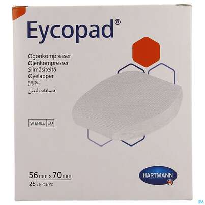 Sie sehen eine Packung Augenkompressen Eycopad Steril 56x70mm -hartmann 25st, Produktbild: 01 Augenkompressen Eycopad Steril 56x70mm -hartmann 25st, A-Nr.: 1164815 - 01
